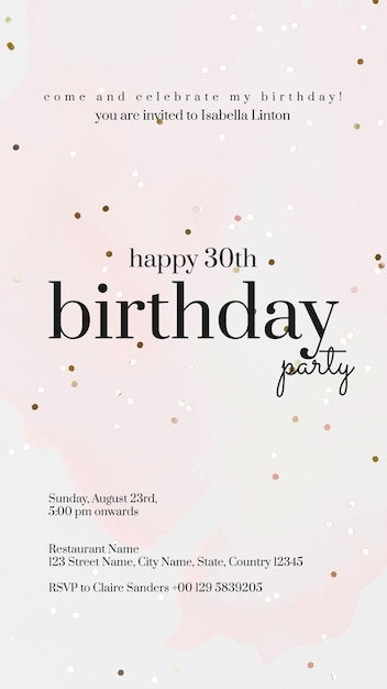 Free vector online party invitation template birthday celebration
