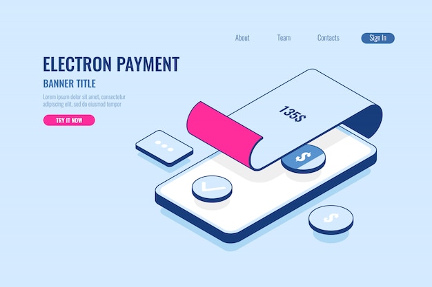 Free vector online payment, banner title