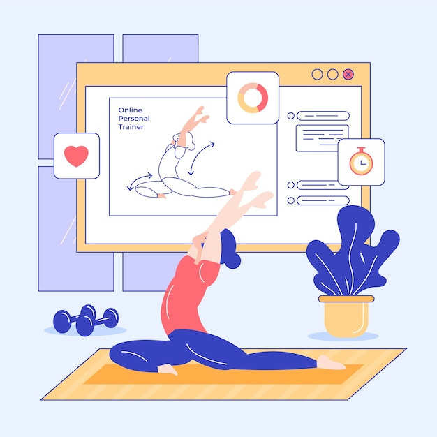 無料ベクター オンラインパーソナルトレーナーのコンセプト