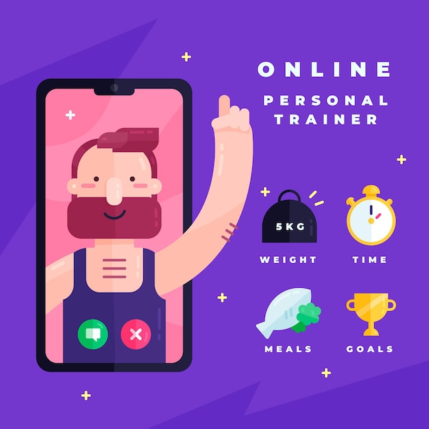 Vettore gratuito concetto di personal trainer online