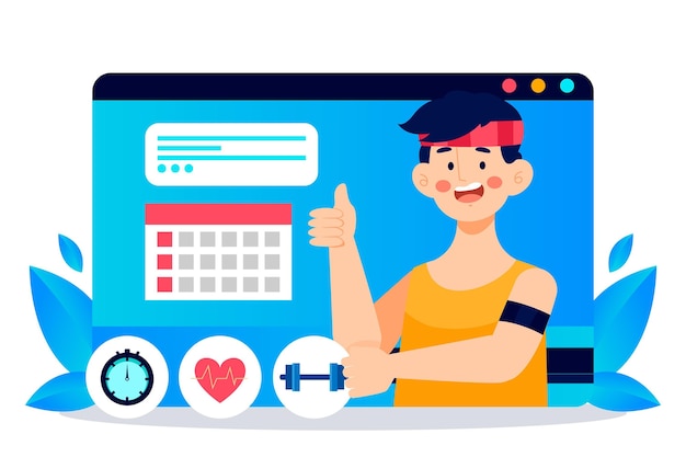 無料ベクター イラスト付きのオンラインパーソナルトレーナー