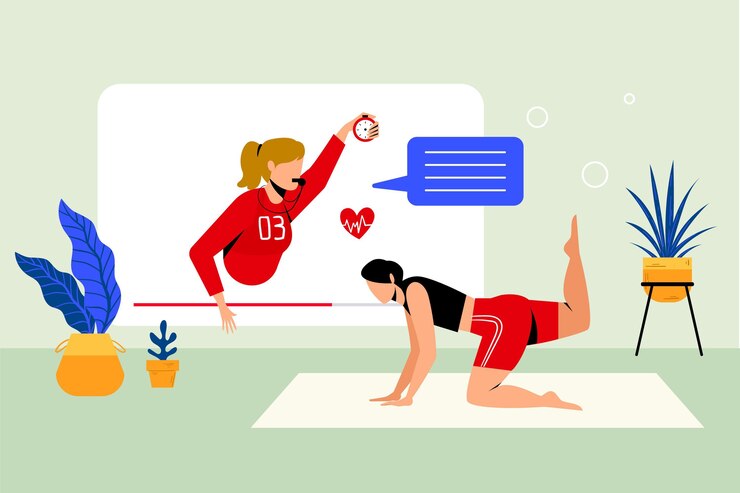 Free Vector online personal trainer illustration style