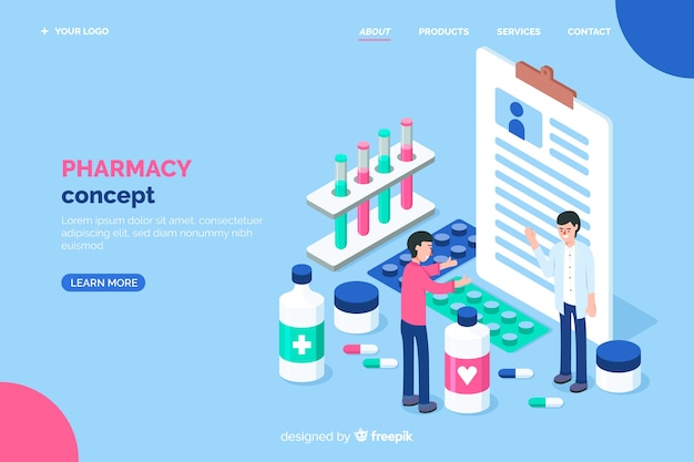 Free vector online pharmacy landing page template