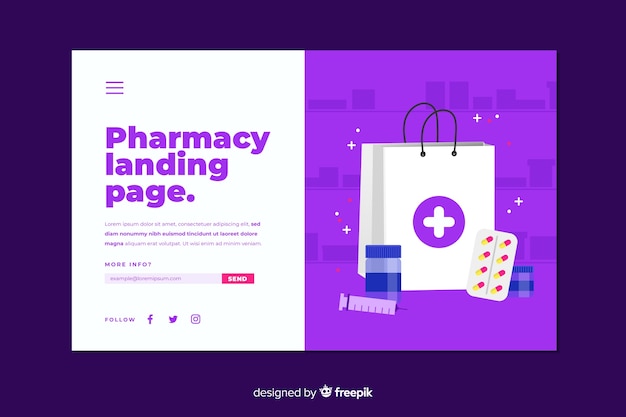 Free vector online pharmacy landing page template