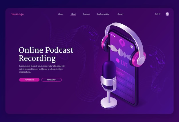 オンラインポッドキャストレコーディングのランディングページ