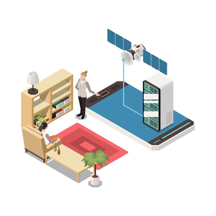 Free Vector online presentation in a living room with smartphone and presenter