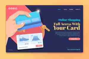 Vettore gratuito modello di landing page per acquisti online con carte di credito