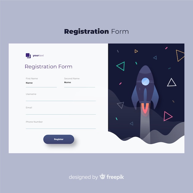 Регистрационная форма онлайн Бесплатные векторы