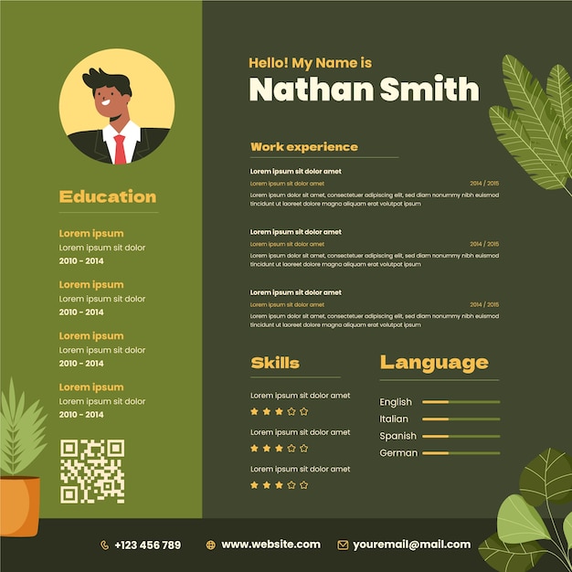 Free vector online resume template for hotel accommodation