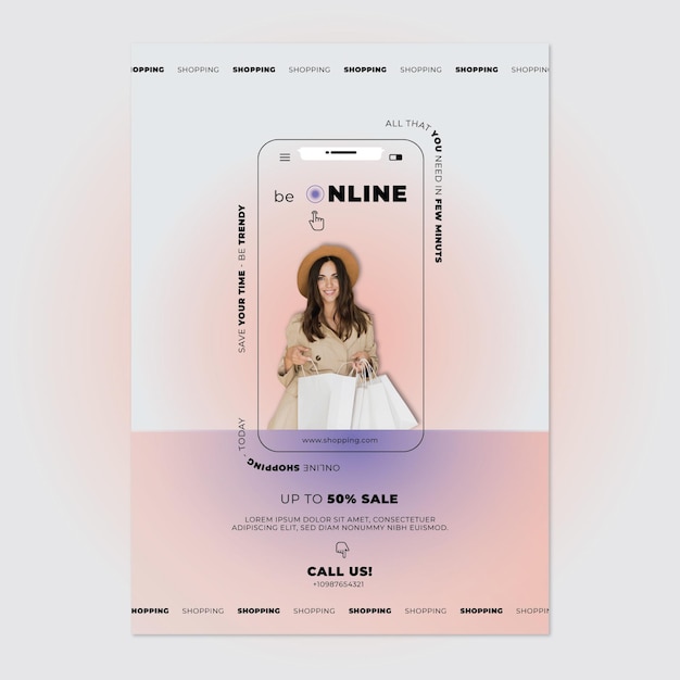 Online sale with discount poster template