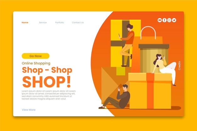 Free vector online shop landing page template