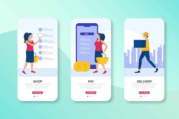 Free vector online shop mobile interface design