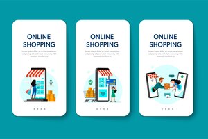 Free vector online shopping banner, mobile app templates, concept flat design