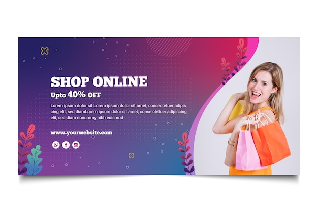 Vettore gratuito modello di banner dello shopping online