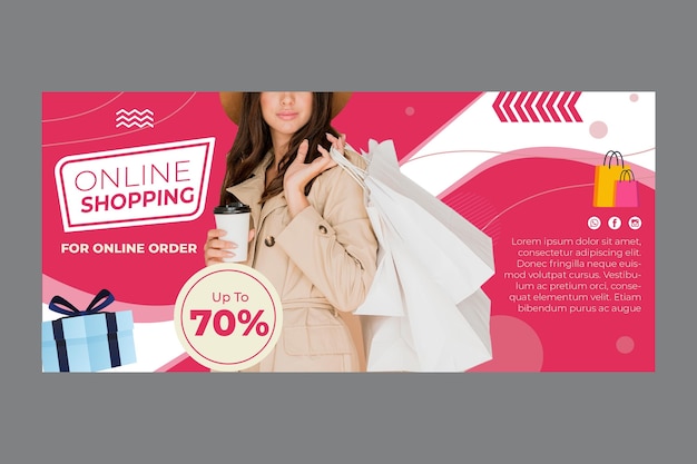 Vettore gratuito modello di banner dello shopping online