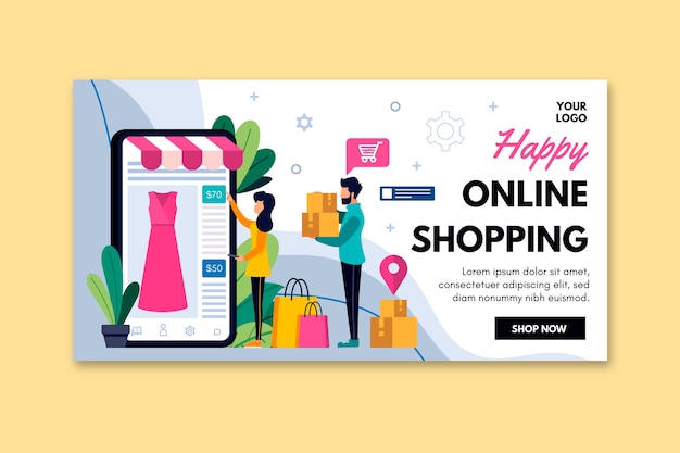 Free vector online shopping banner template