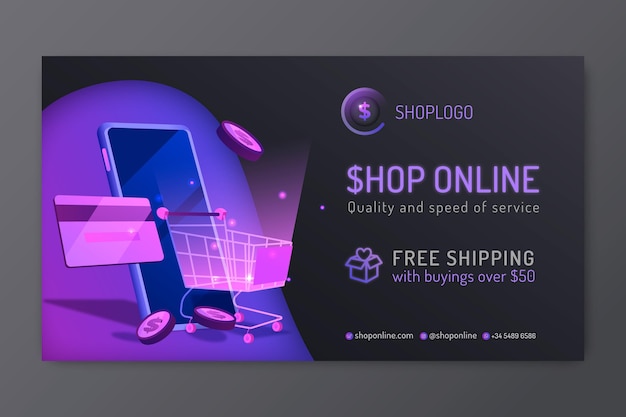 Free vector online shopping banner template