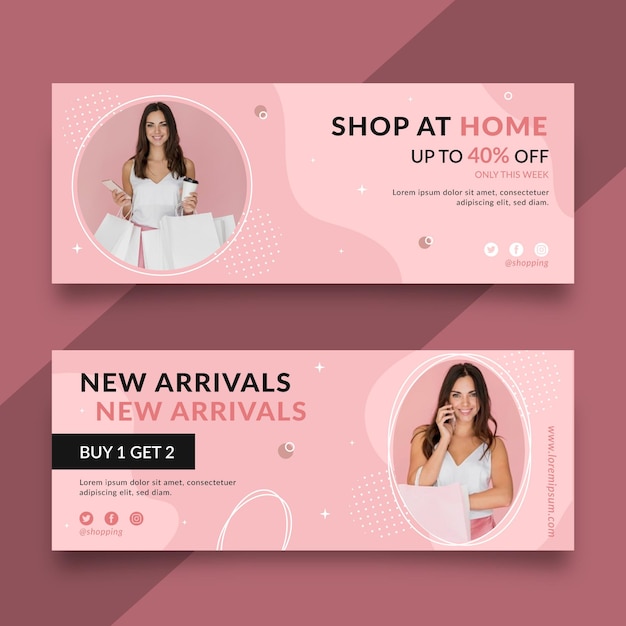 Free vector online shopping banners designs