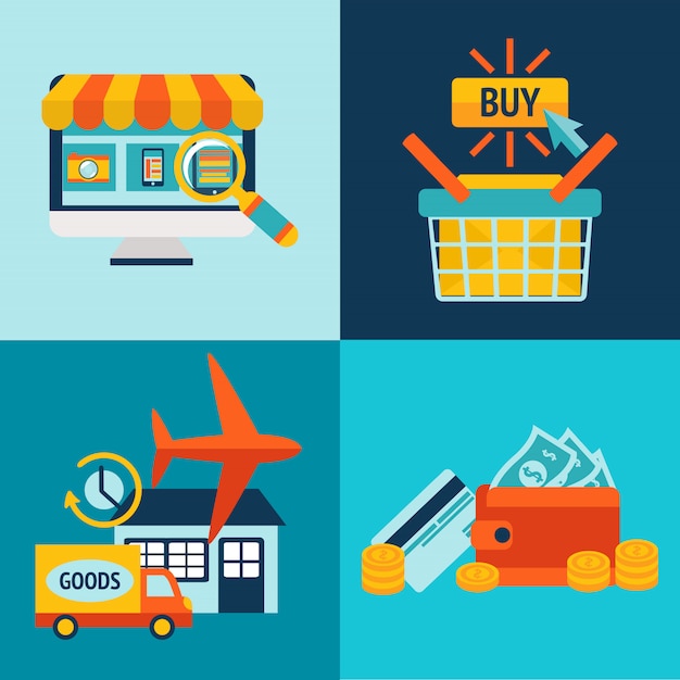 Online Shopping Business elements Set