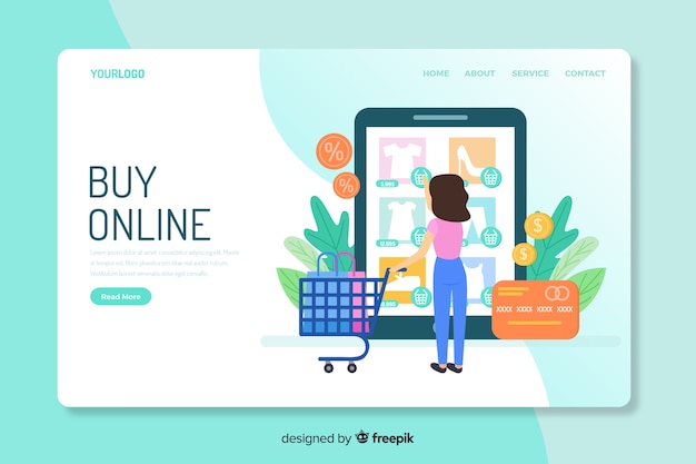 Online shopping concept landing page