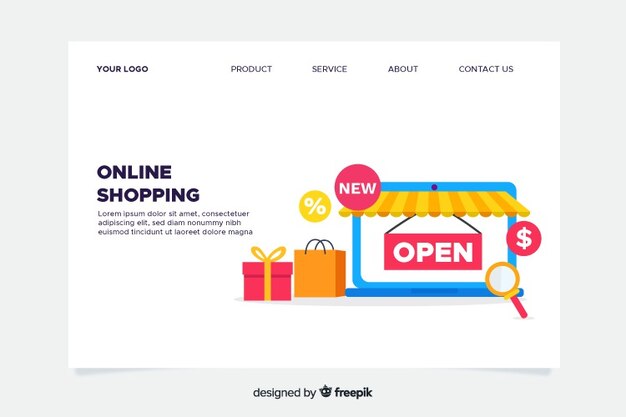 Online shopping concept for landing page