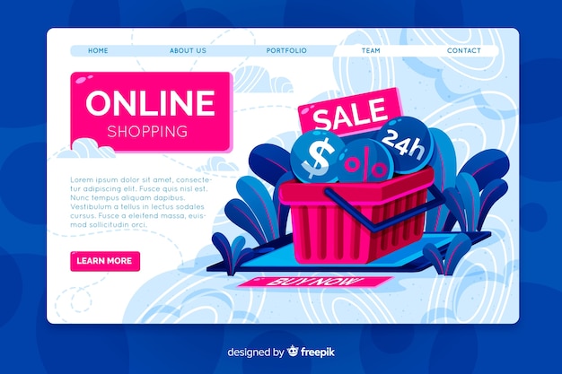 Online shopping concept for landing page