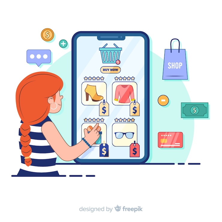 Free Vector online shopping concept for landing page