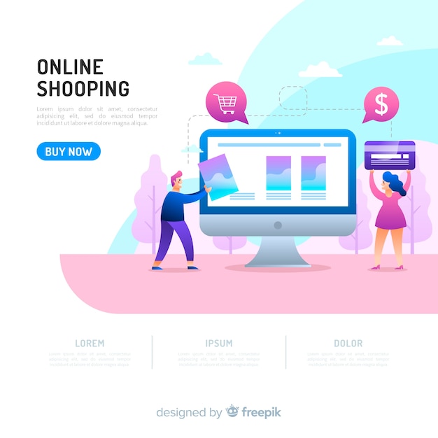 Vettore gratuito concetto di shopping online per landing page