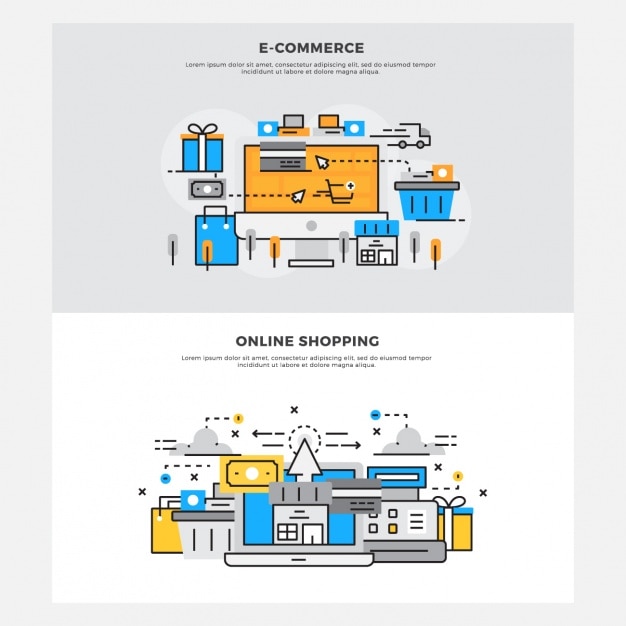 무료 벡터 온라인 쇼핑 디자인