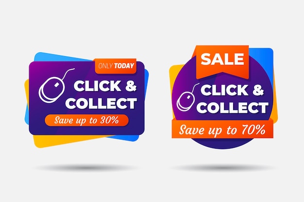 Free vector online shopping detailed click and collect sign