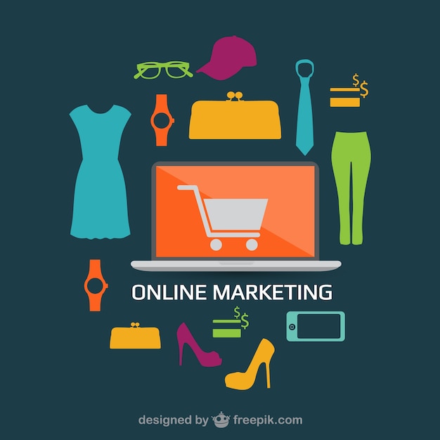 Free vector online shopping flat design concept image