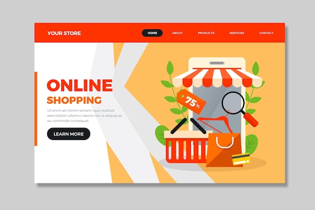 Online shopping flat design landing page