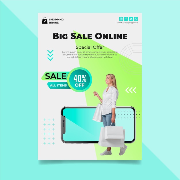 Free vector online shopping flyer template