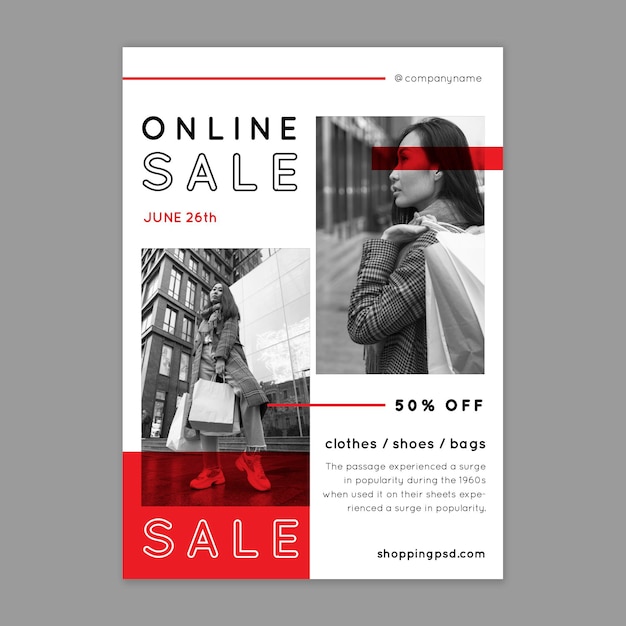 Free vector online shopping flyer template