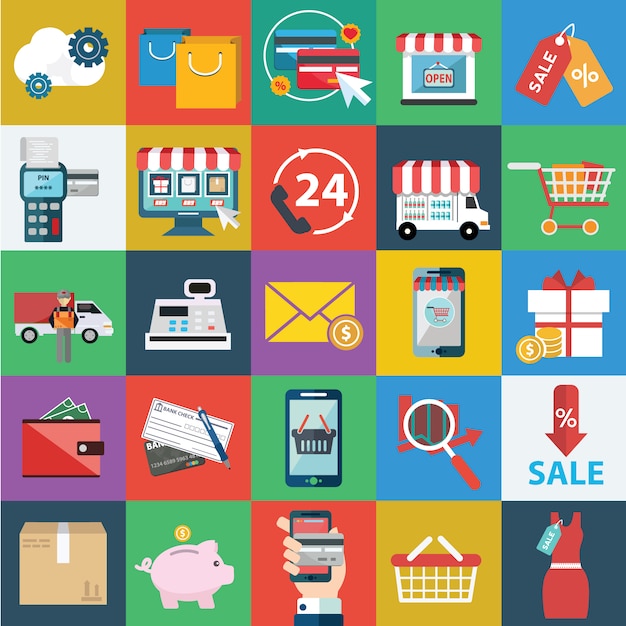Free vector online shopping icons collection