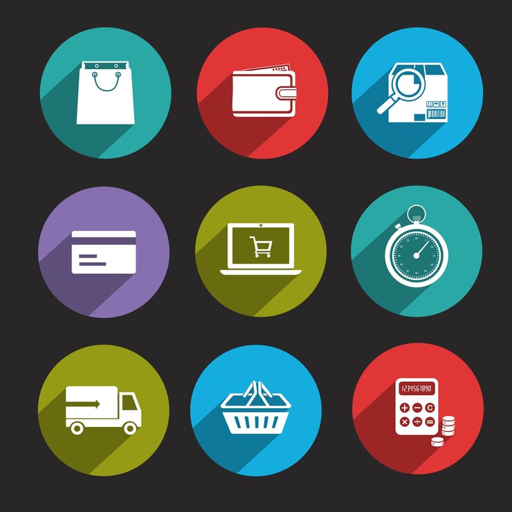 Free Vector online shopping icons collection