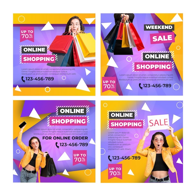 Online shopping instagram posts template