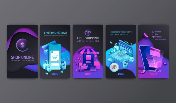 Free Vector online shopping instagram stories