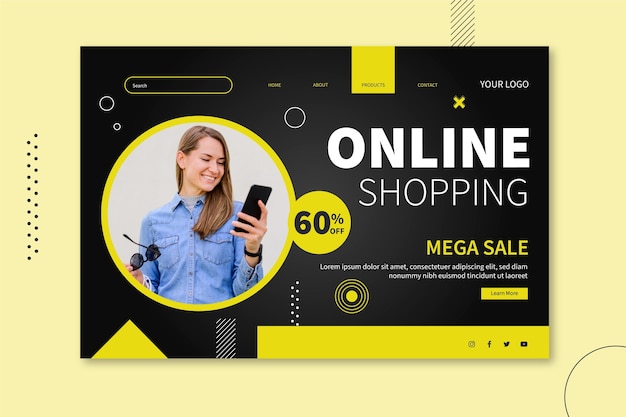 Free vector online shopping landing page design