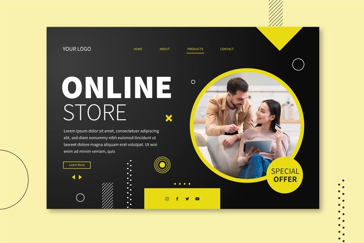 मुफ़्त वेक्टर online shopping landing page style