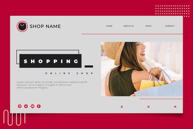 Free vector online shopping landing page template