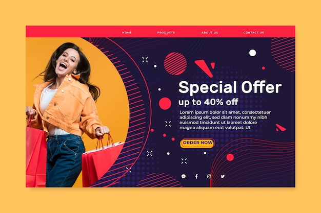 Free vector online shopping landing page template