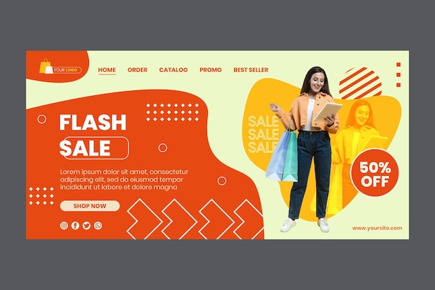 Free vector online shopping landing page template