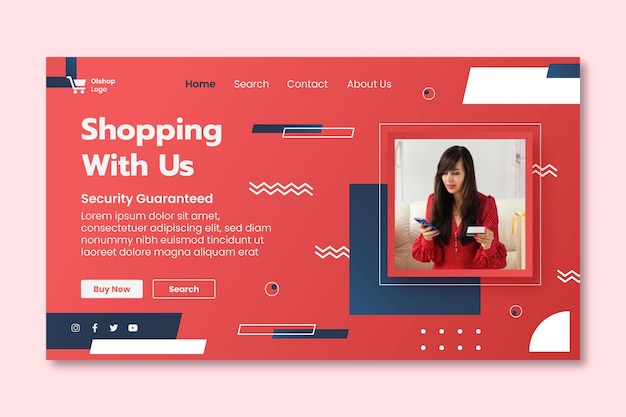 Free vector online shopping landing page template