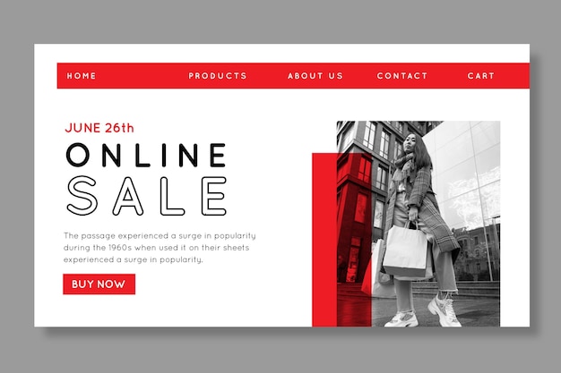 Online shopping landing page template