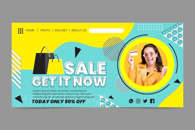 Free vector online shopping landing page template