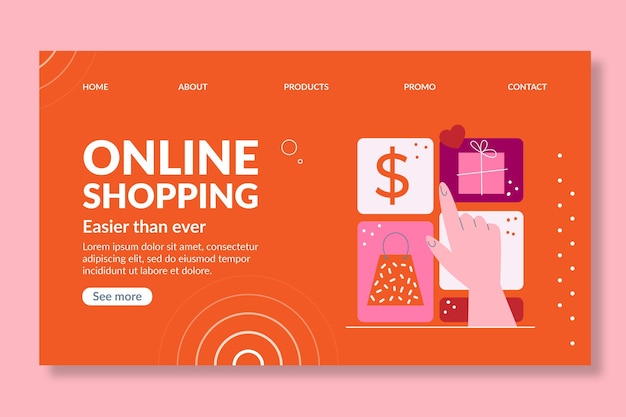 Free vector online shopping landing page template