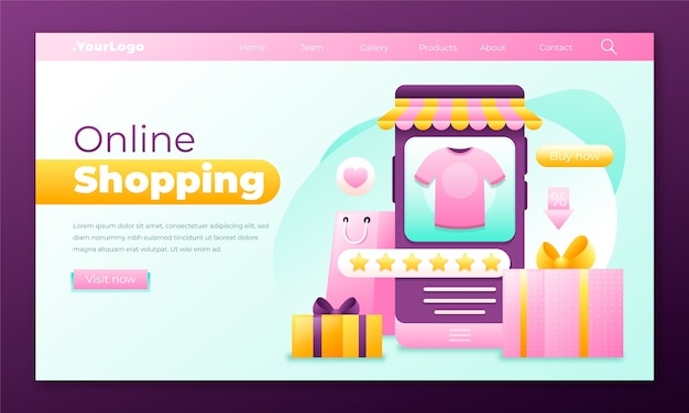 Free vector online shopping landing page template