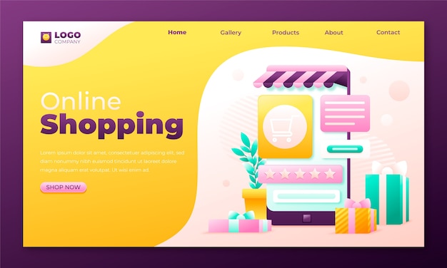 Free vector online shopping landing page template