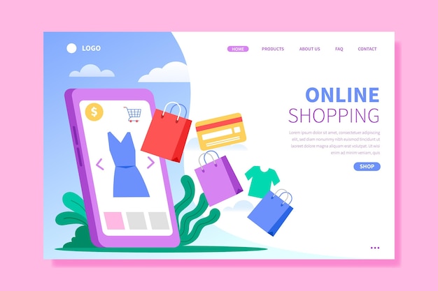 Online shopping landing page